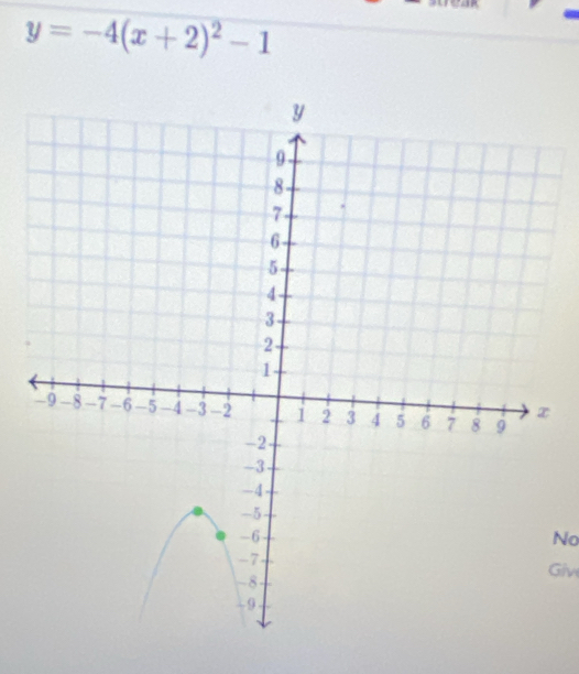 y=-4(x+2)^2-1
No 
Giv