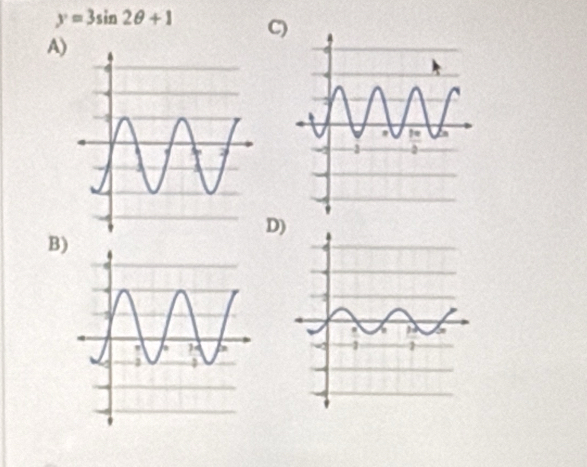 y=3sin 2θ +1 C) 
A) 
D) 
B)