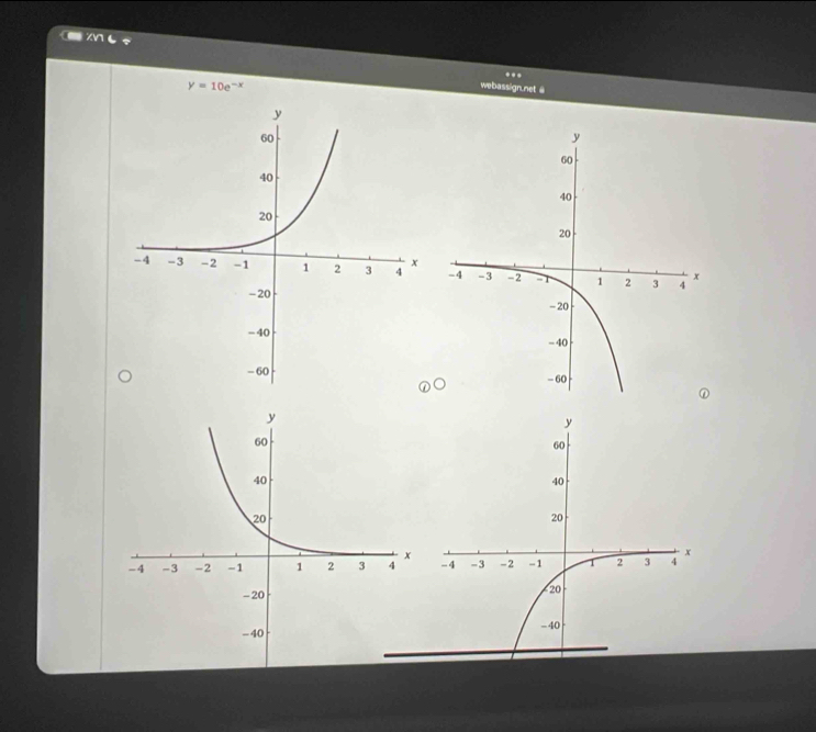 x..
y=10e^(-x) webassign.net a