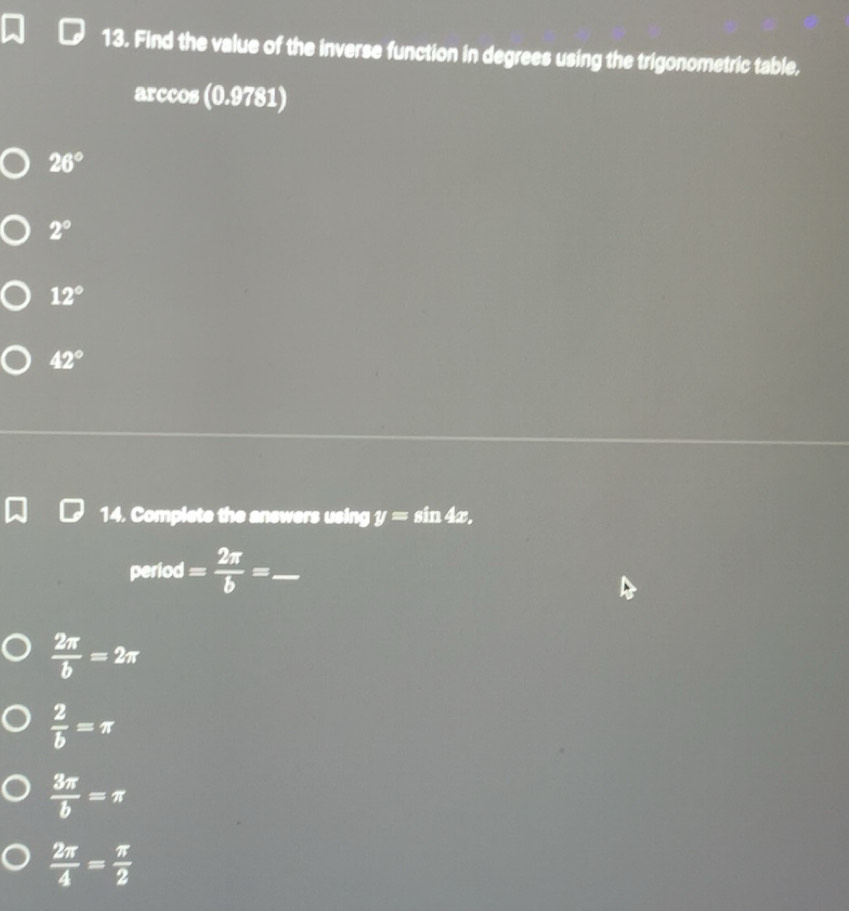 Solved: Find the value of the inverse function in degrees using the ...
