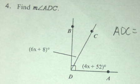 Find m∠ ADC.
(6x+8)^circ 