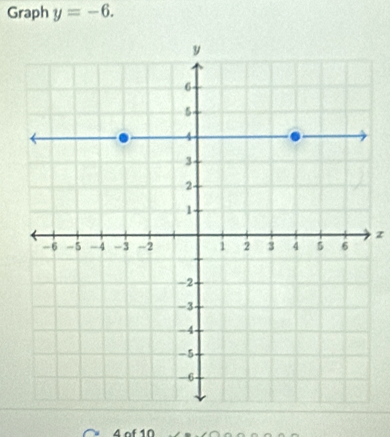 Graph y=-6.
z
4 of 10