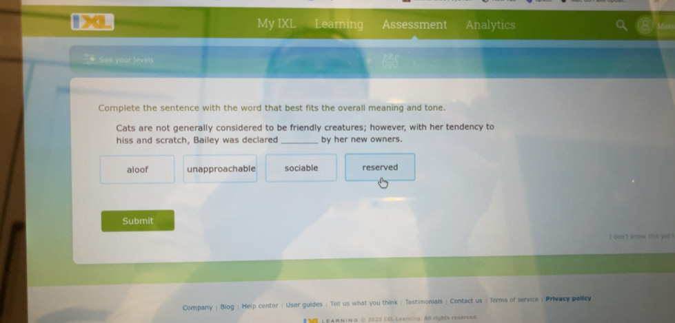 Solved: a My IXL Learning Assessment Analytics See your levels Complete ...