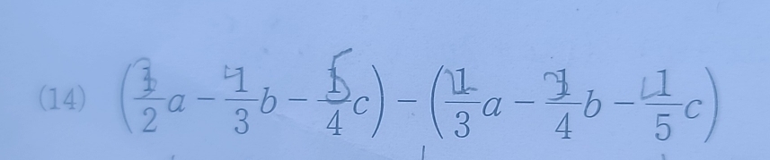 (14) ÷a-÷b-)-(a--c)