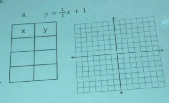 y= 1/2 x+1