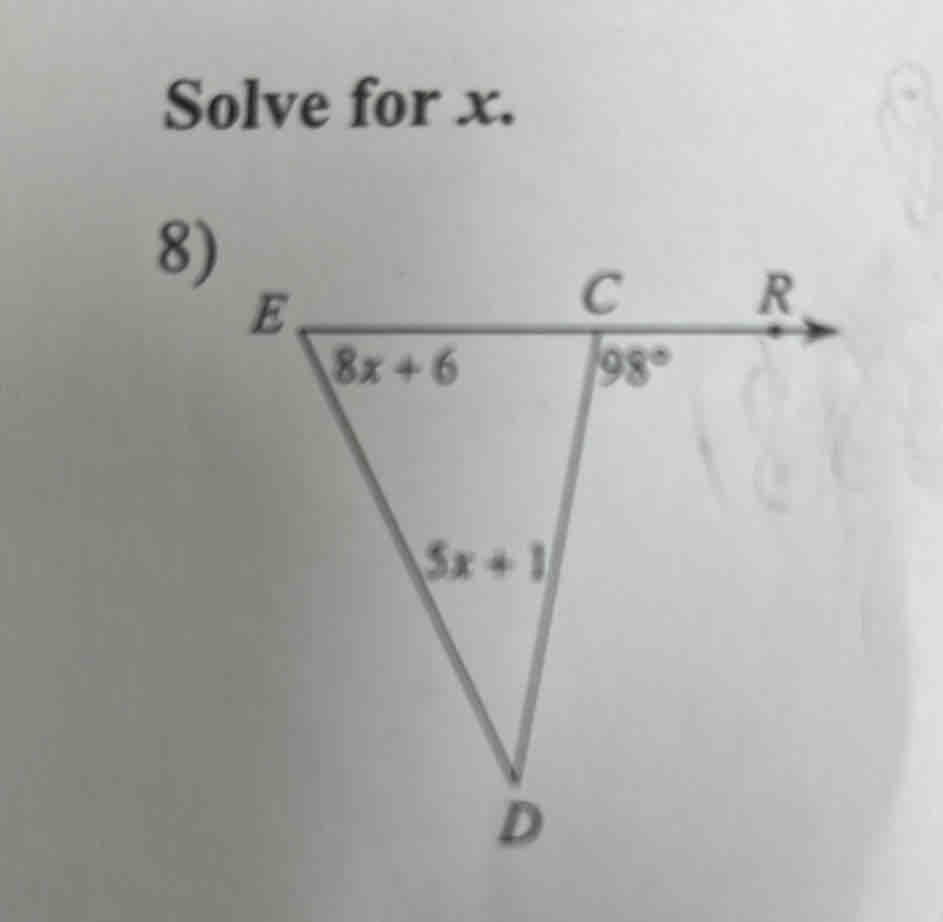 Solve for x.
8)