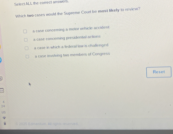 Solved: Select ALL the correct answers. Which two cases would the ...