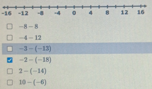 -16
-8 = -8
-4-12
-3-(-13)
-2-(-18)
2-(-14)
10-(-6)