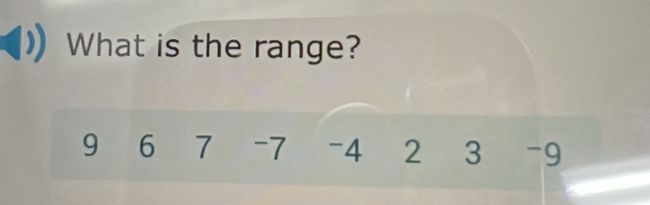 What is the range?
9 6 7 -7 -4 2 3 -9