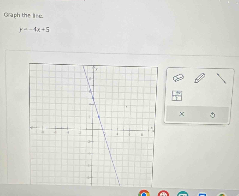 Graph the line.
y=-4x+5
×