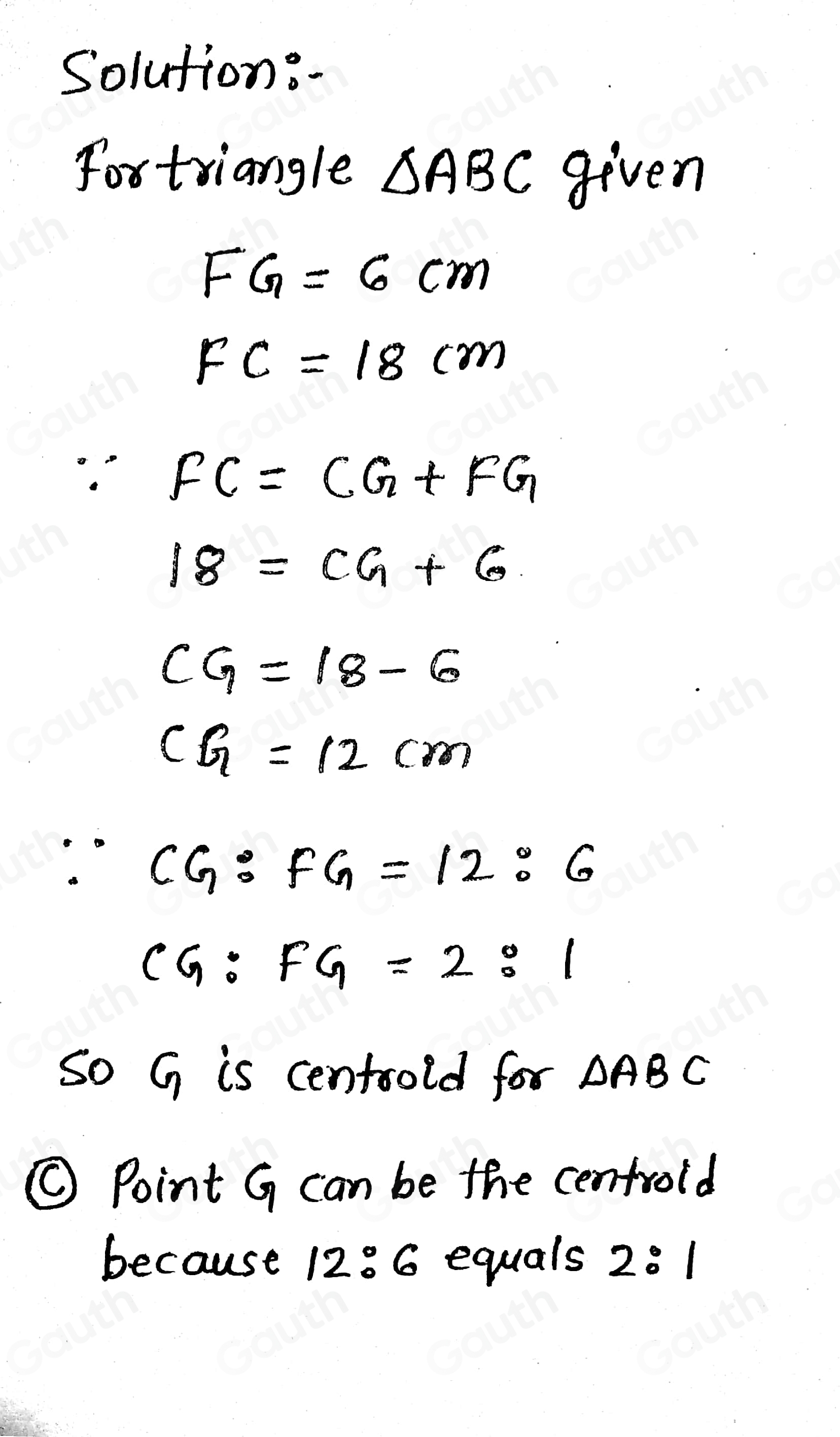 Solved: In triangle ABC, the segments drawn from the vertices intersect ...