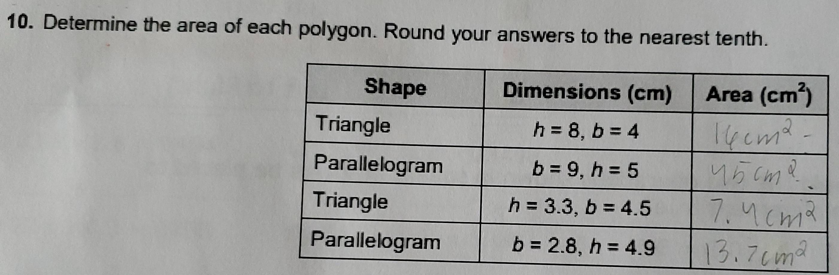 Solved: Determine the area of each polygon. Round your answers to the ...