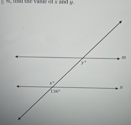 fnd the value of x and y.