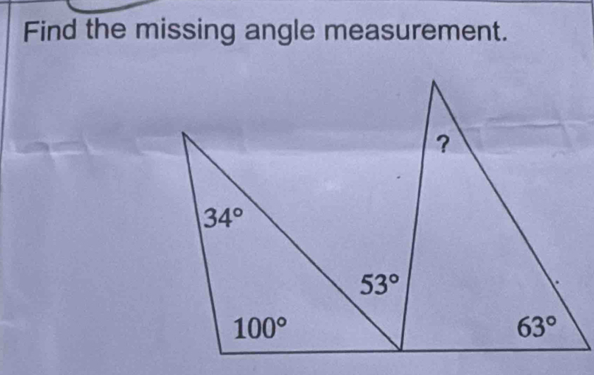 Find the missing angle measurement.