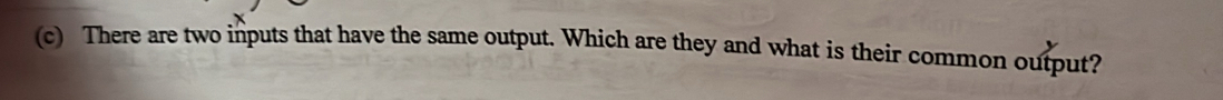 There are two inputs that have the same output. Which are they and what is their common output?