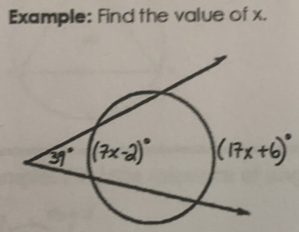 Example: Find the value of x.