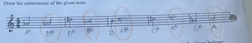 Draw the enharmonic of the given note: