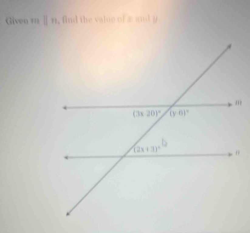 Given mparallel n , find the valuo of a and y