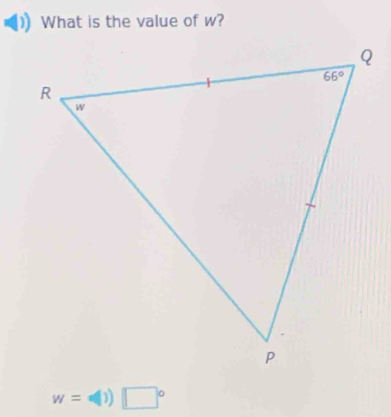 What is the value of w?
w=circ (l)) □°