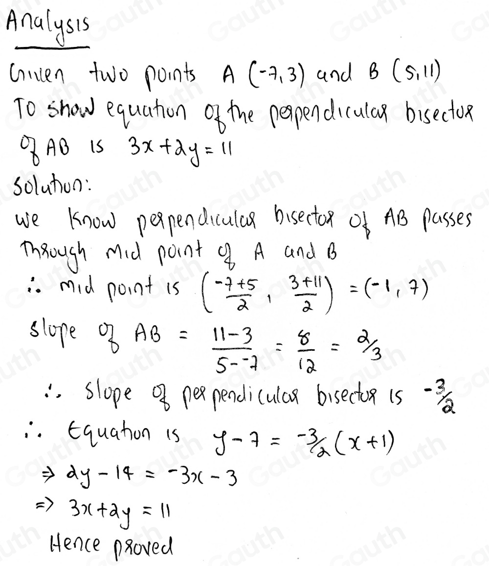Solved: 10(a) The coordinates of two points A and B are (-7,3) and (5 ...