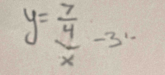 y=frac 7 4/x -3