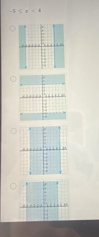 -5≤ x<4</tex>