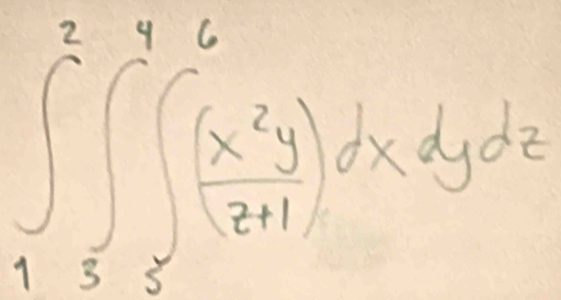 ∈t _1^(2∈t _3^4(frac x^2)yz+1)dxdydz