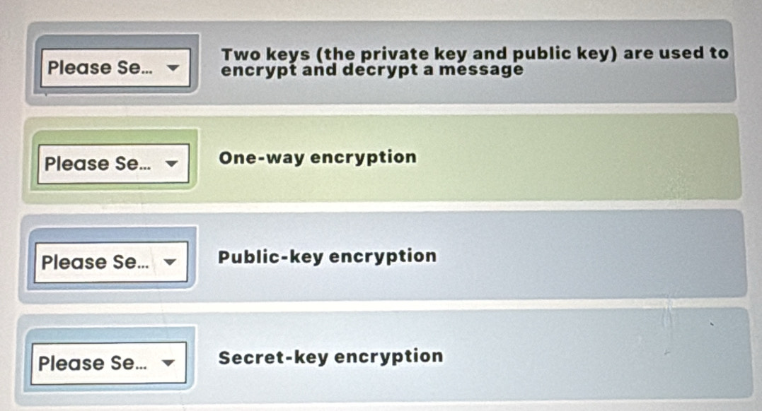 Solved: Two keys (the private key and public key) are used to Please Se ...