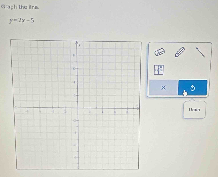 Graph the line.
y=2x-5
× 
Undo