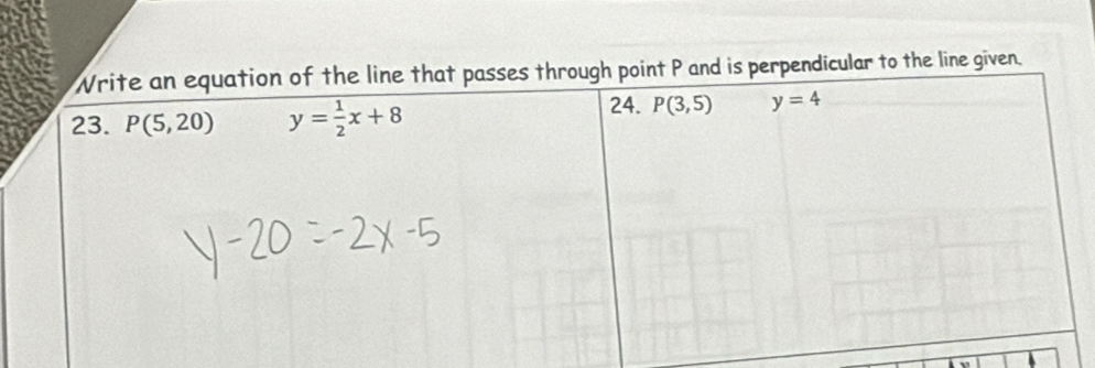 icular to the line given.