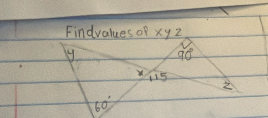 Findvalues of xy z
y
90°
X 115

60°