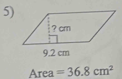 Area =36.8cm^2