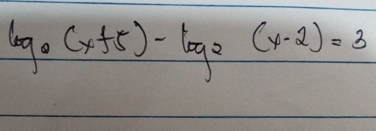 log _6(x+5)-log _2(x-2)=3