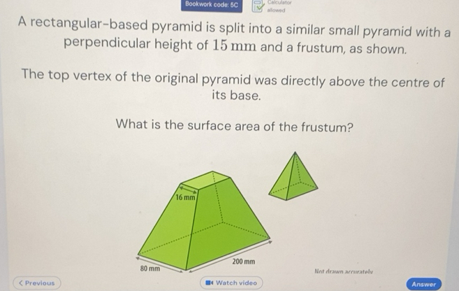 Gelöst:Calculator Bookwork code: 5C allowed A rectangular-based pyramid ...