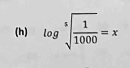 log sqrt[5](frac 1)1000=x