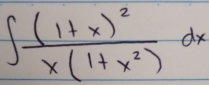 ∈t frac (1+x)^2x(1+x^2)dx