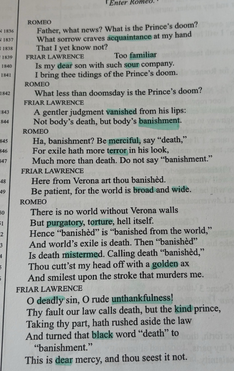 Solved: Enter Romeo. ROMEO N 1836 Father, what news? What is the Prince ...