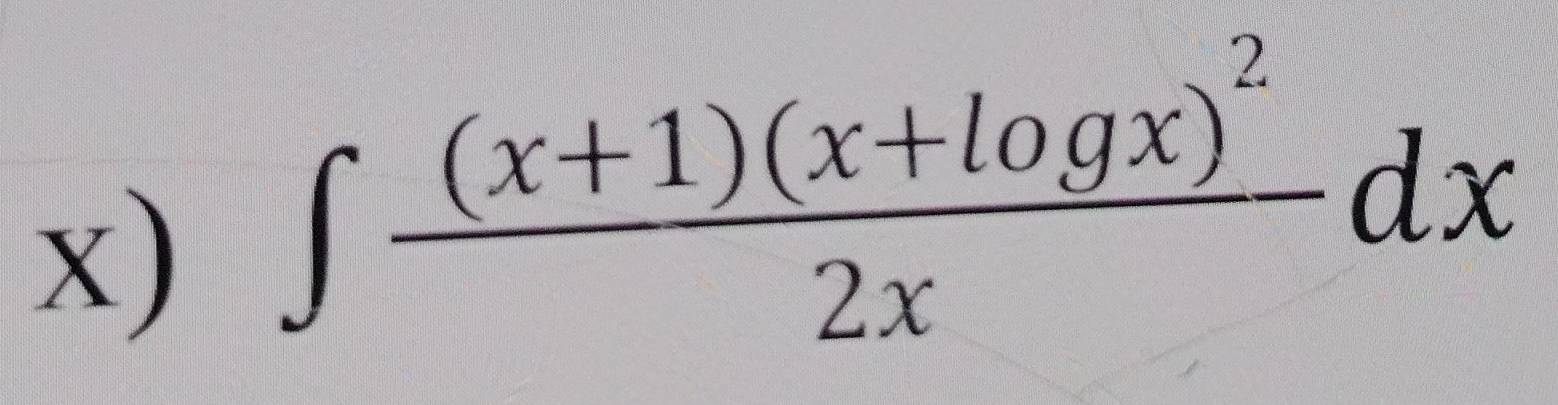 ∈t frac (x+1)(x+log x)^22xdx