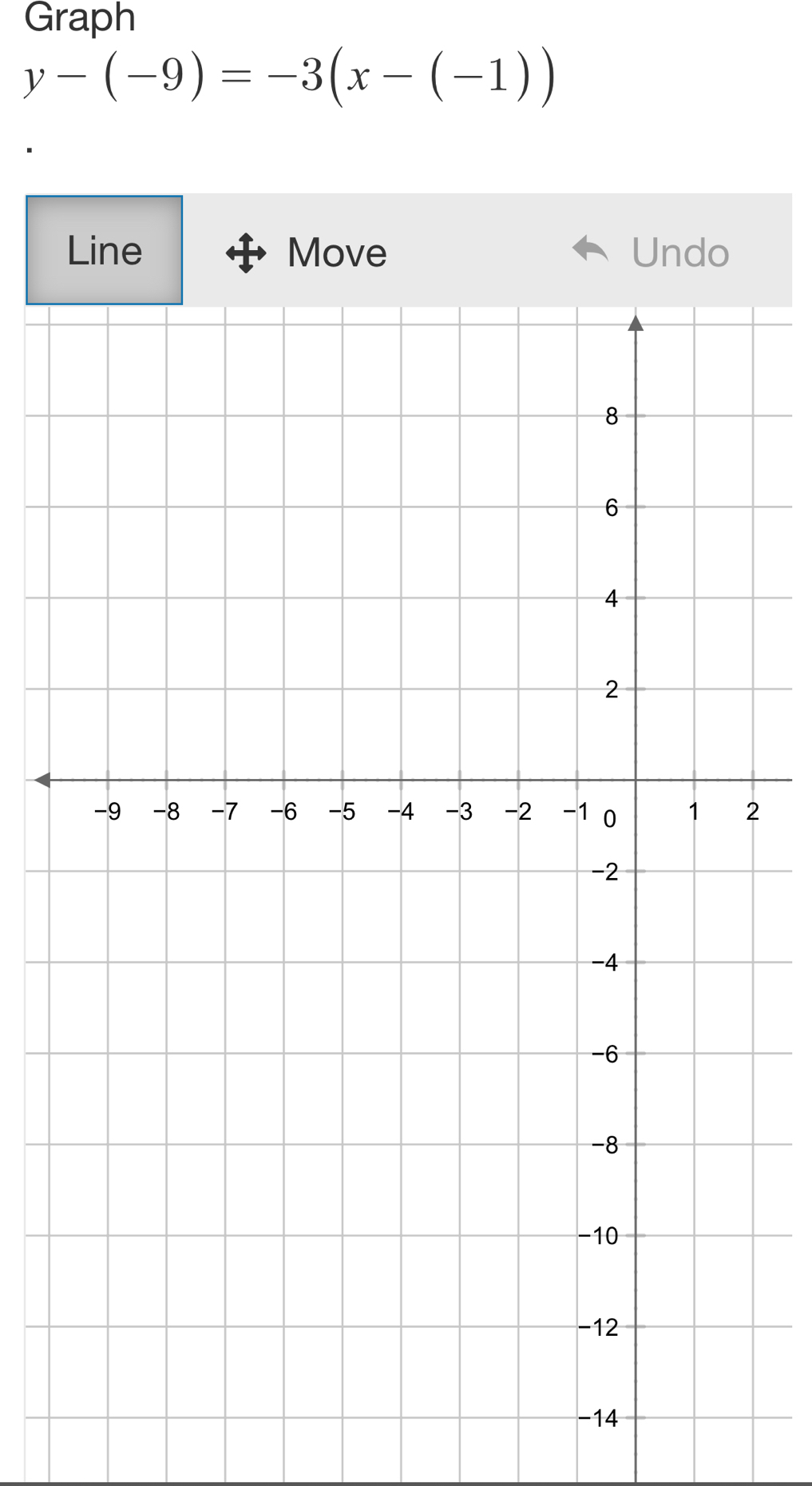 Graph
y-(-9)=-3(x-(-1))
Line Move Undo 
2