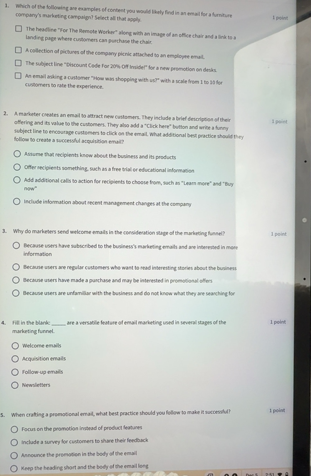 Solved: Which of the following are examples of content you would likely ...