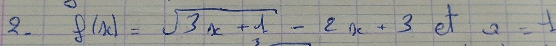 f(x)=sqrt(3x+1)-2x+3et a=1