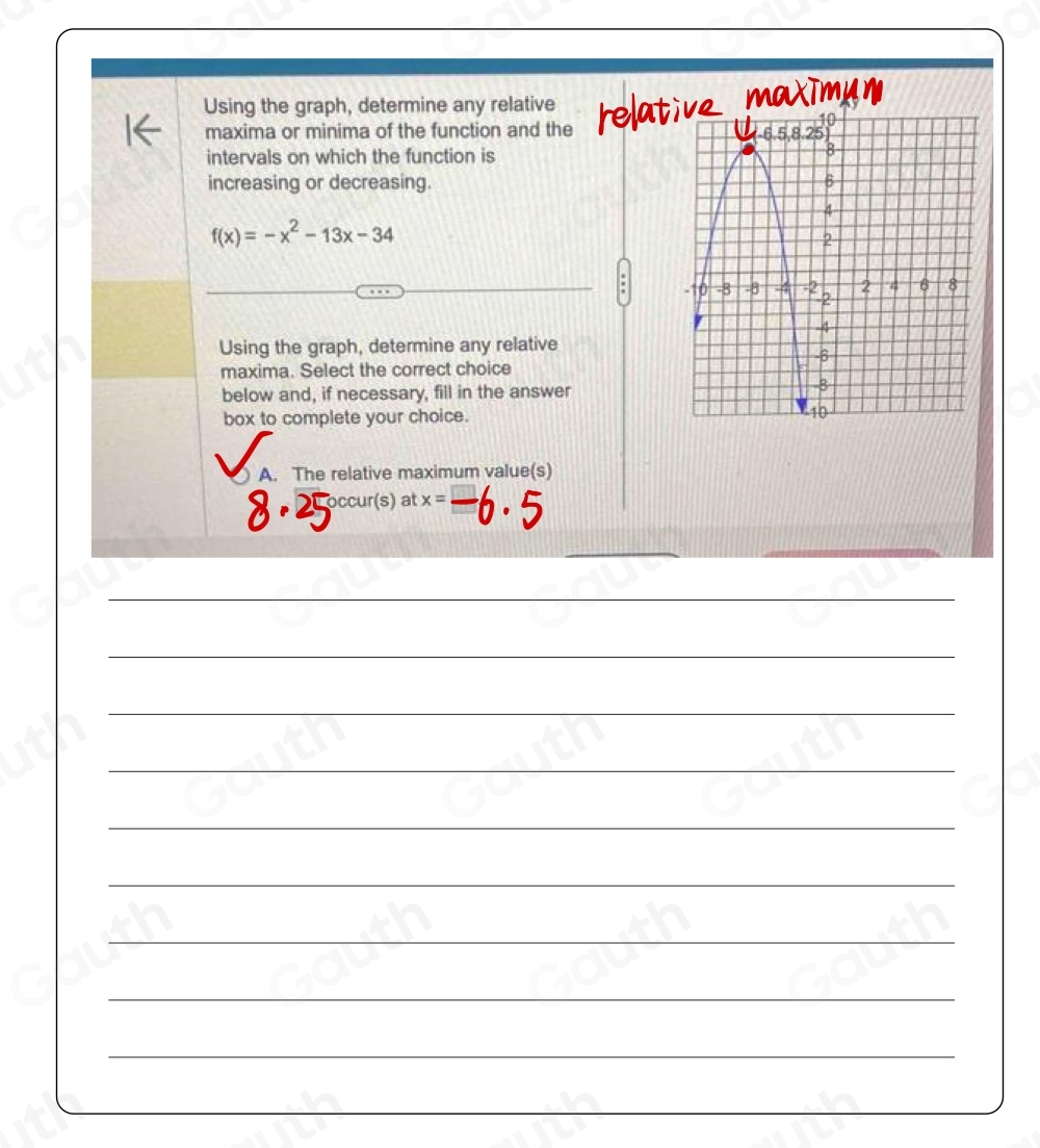Solved: Using the graph, determine any relative maxima or minima of the ...