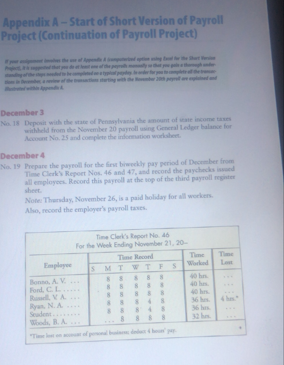 Solved: Appendix A - Start of Short Version of Payroll Project ...