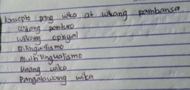 Solved: konsepio pong wika at wang pambansa wikang panture wilcaing ...