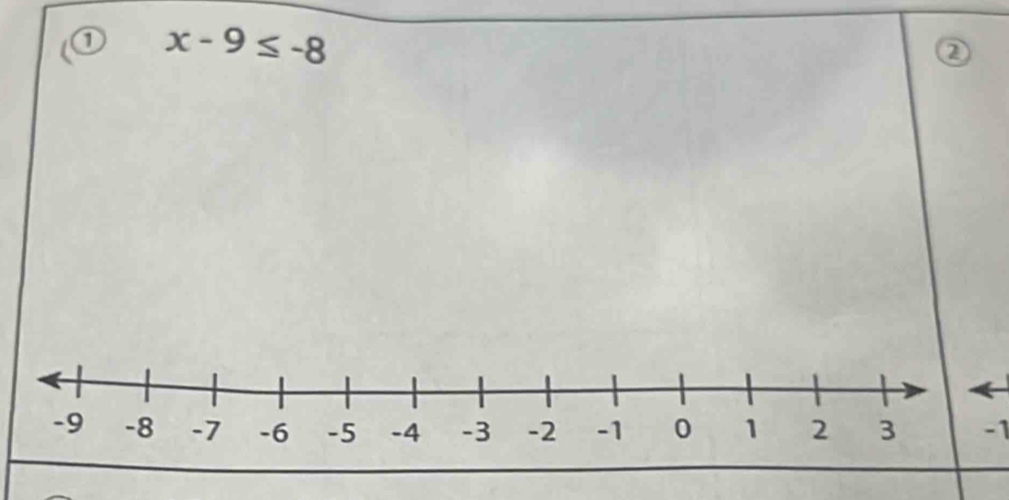 ① x-9≤ -8
②
-1