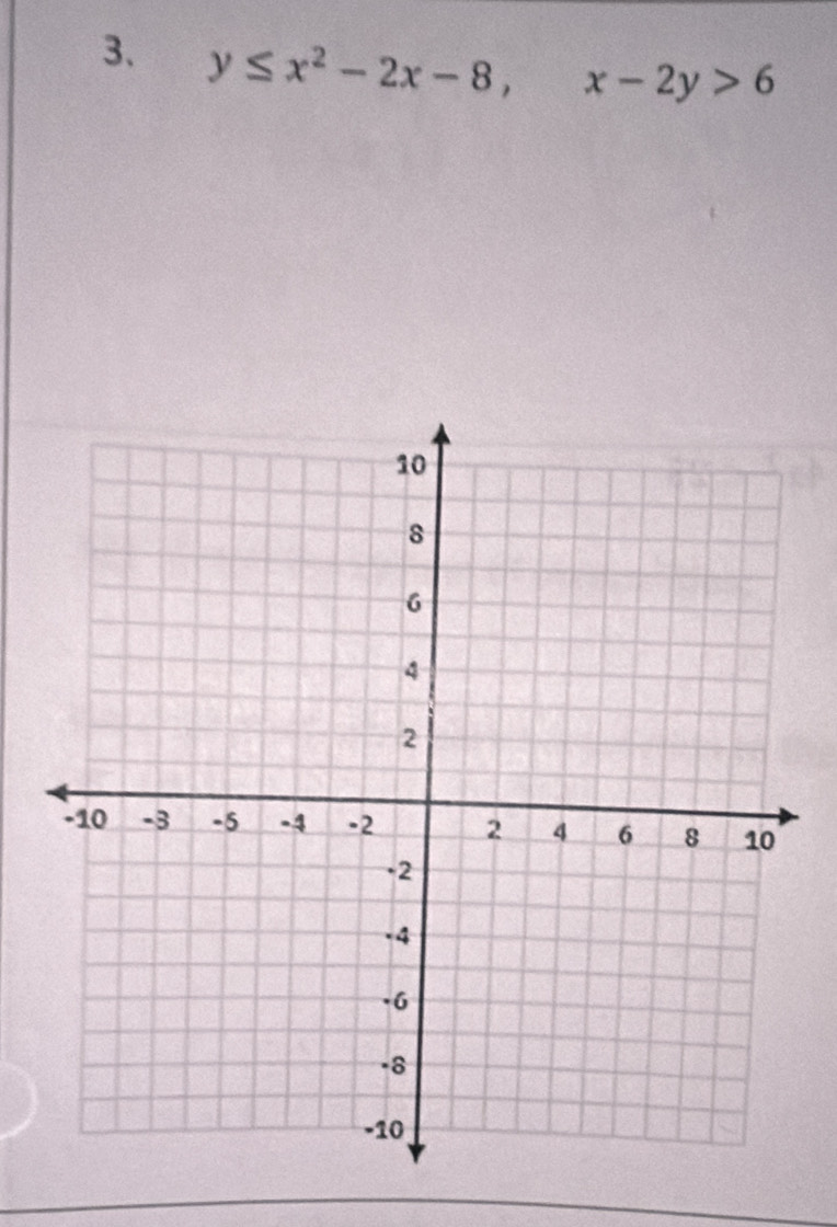 y≤ x^2-2x-8, x-2y>6