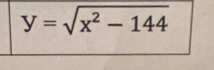 y=sqrt(x^2-144)