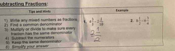 ubtracting Fractions: