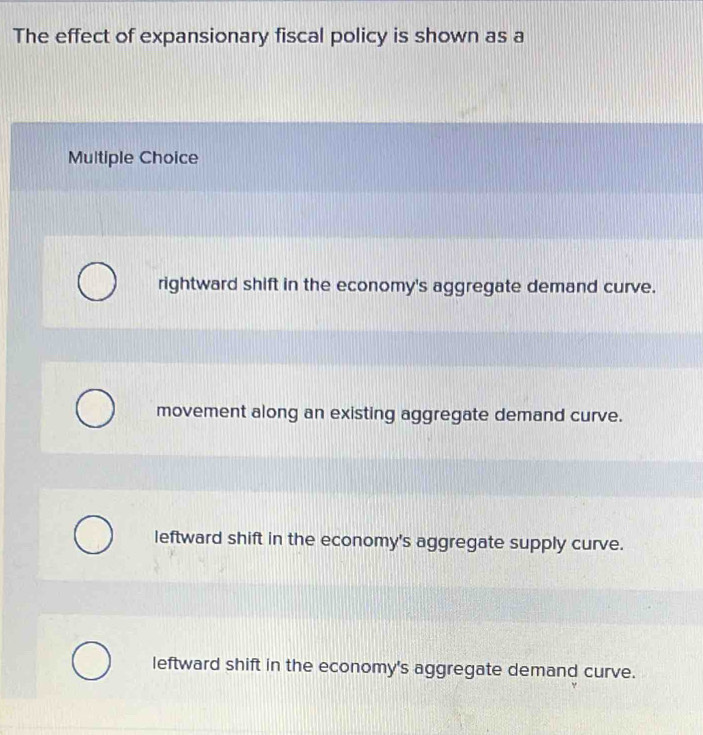 Solved: The effect of expansionary fiscal policy is shown as a Multiple ...
