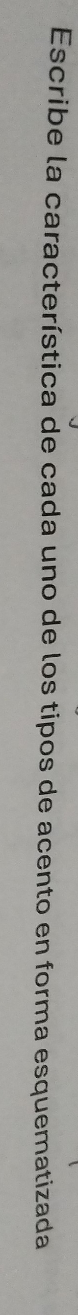 Escribe la característica de cada uno de los tipos de acento en forma esquematizada
